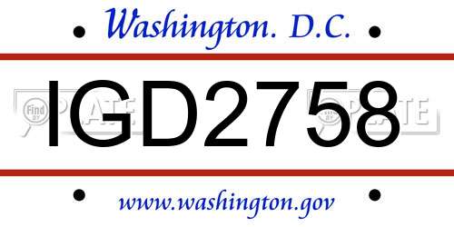 IGD2758 District Of Columbia License Plate