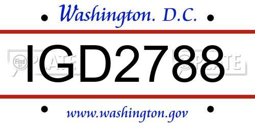 IGD2788 District Of Columbia License Plate
