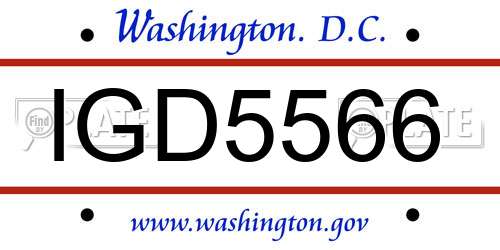 IGD5566 District Of Columbia License Plate