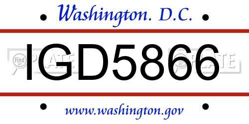 IGD5866 District Of Columbia License Plate