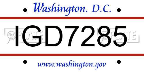 IGD7285 District Of Columbia License Plate