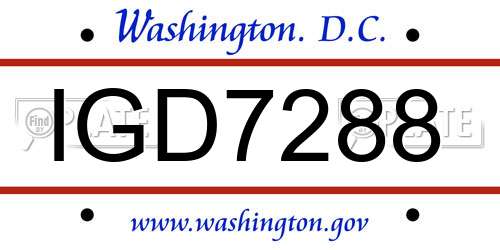 IGD7288 District Of Columbia License Plate