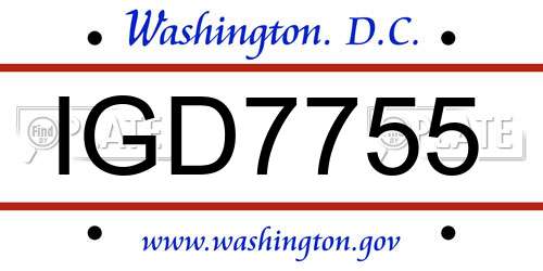 IGD7755 District Of Columbia License Plate