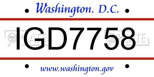 IGD7758 District Of Columbia License Plate