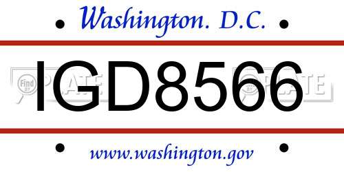 IGD8566 District Of Columbia License Plate