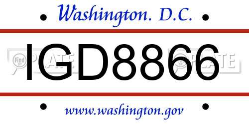 IGD8866 District Of Columbia License Plate