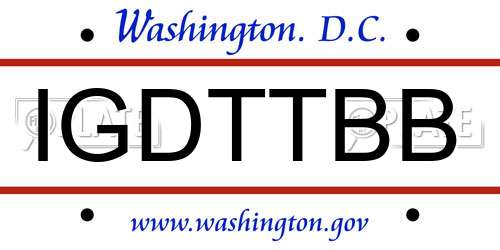 IGDTTBB District Of Columbia License Plate
