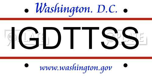 IGDTTSS District Of Columbia License Plate