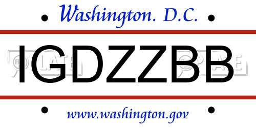 IGDZZBB District Of Columbia License Plate