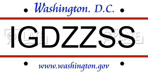 IGDZZSS District Of Columbia License Plate