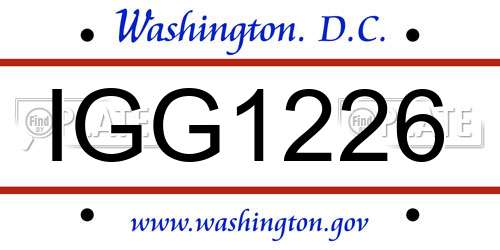IGG1226 District Of Columbia License Plate