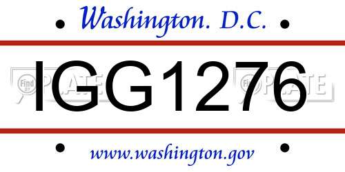 IGG1276 District Of Columbia License Plate