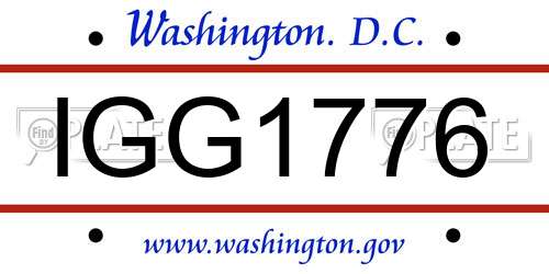 IGG1776 District Of Columbia License Plate