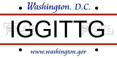 IGGITTG District Of Columbia License Plate