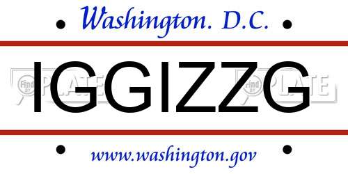 IGGIZZG District Of Columbia License Plate