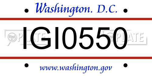 IGI0550 District Of Columbia License Plate
