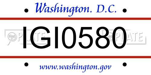 IGI0580 District Of Columbia License Plate