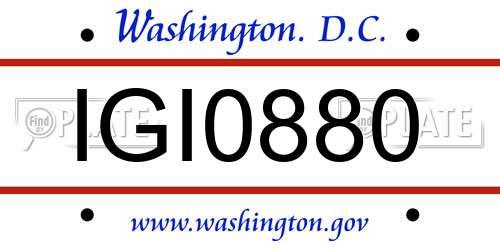 IGI0880 District Of Columbia License Plate