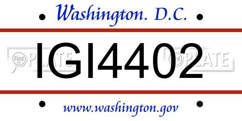 IGI4402 District Of Columbia License Plate