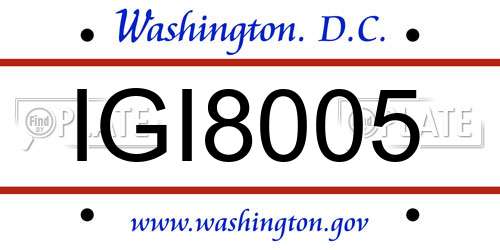 IGI8005 District Of Columbia License Plate