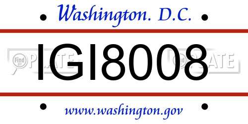 IGI8008 District Of Columbia License Plate