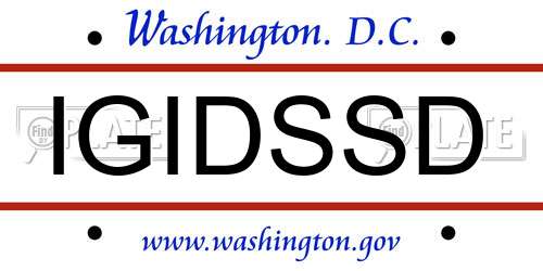 IGIDSSD District Of Columbia License Plate
