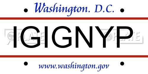 IGIGNYP District Of Columbia License Plate