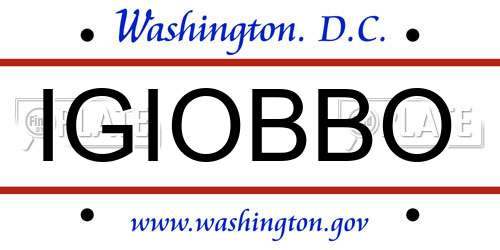 IGIOBBO District Of Columbia License Plate