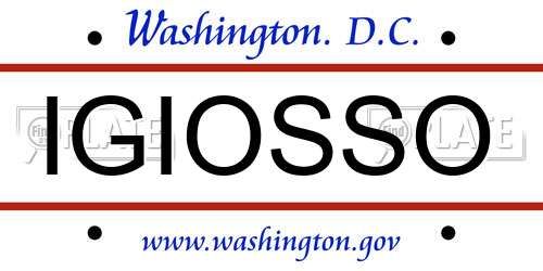 IGIOSSO District Of Columbia License Plate