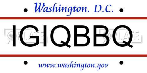 IGIQBBQ District Of Columbia License Plate