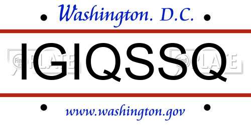 IGIQSSQ District Of Columbia License Plate