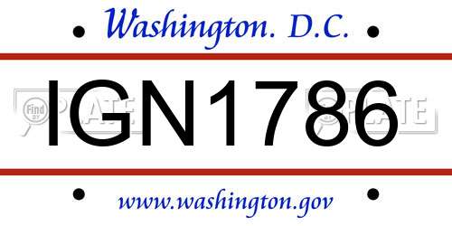 IGN1786 District Of Columbia License Plate