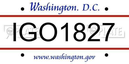 IGO1827 District Of Columbia License Plate