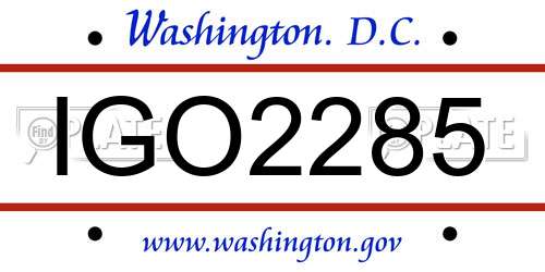 IGO2285 District Of Columbia License Plate