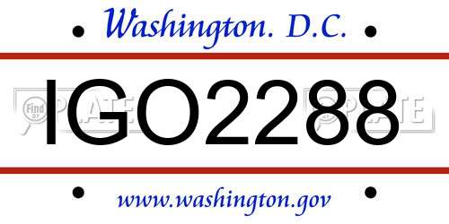 IGO2288 District Of Columbia License Plate