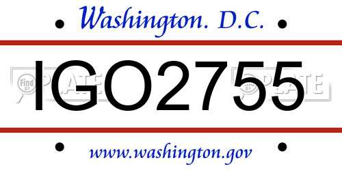 IGO2755 District Of Columbia License Plate