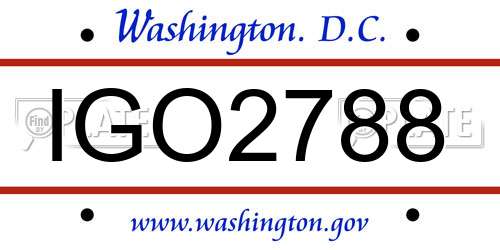 IGO2788 District Of Columbia License Plate