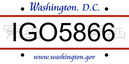 IGO5866 District Of Columbia License Plate