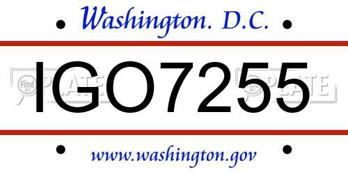 IGO7255 District Of Columbia License Plate