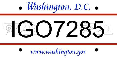 IGO7285 District Of Columbia License Plate