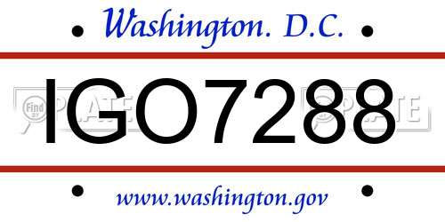 IGO7288 District Of Columbia License Plate
