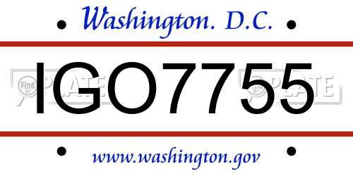 IGO7755 District Of Columbia License Plate