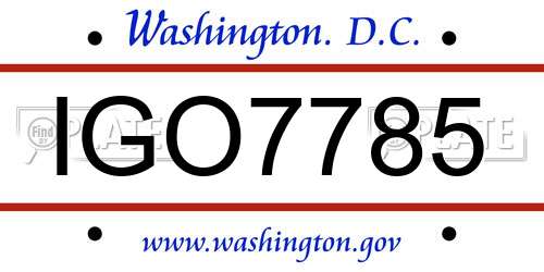 IGO7785 District Of Columbia License Plate