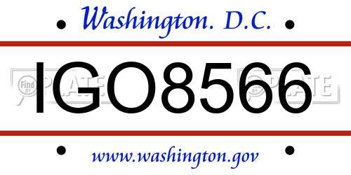 IGO8566 District Of Columbia License Plate