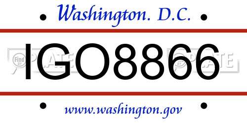 IGO8866 District Of Columbia License Plate