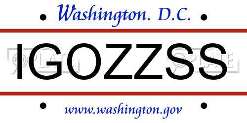 IGOZZSS District Of Columbia License Plate