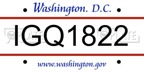 IGQ1822 District Of Columbia License Plate