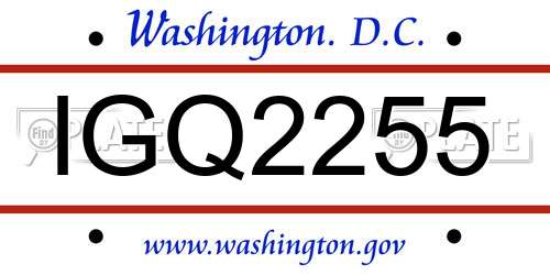 IGQ2255 District Of Columbia License Plate