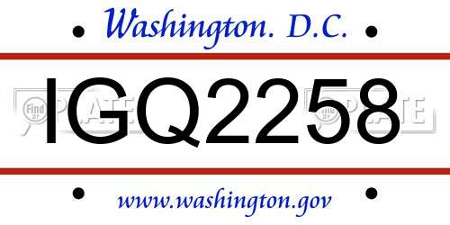 IGQ2258 District Of Columbia License Plate