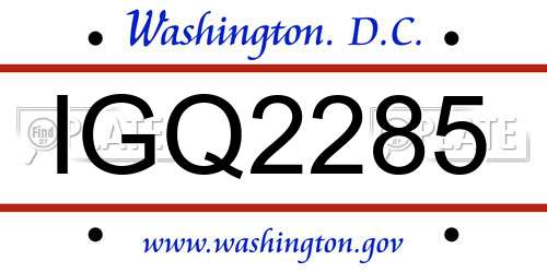 IGQ2285 District Of Columbia License Plate